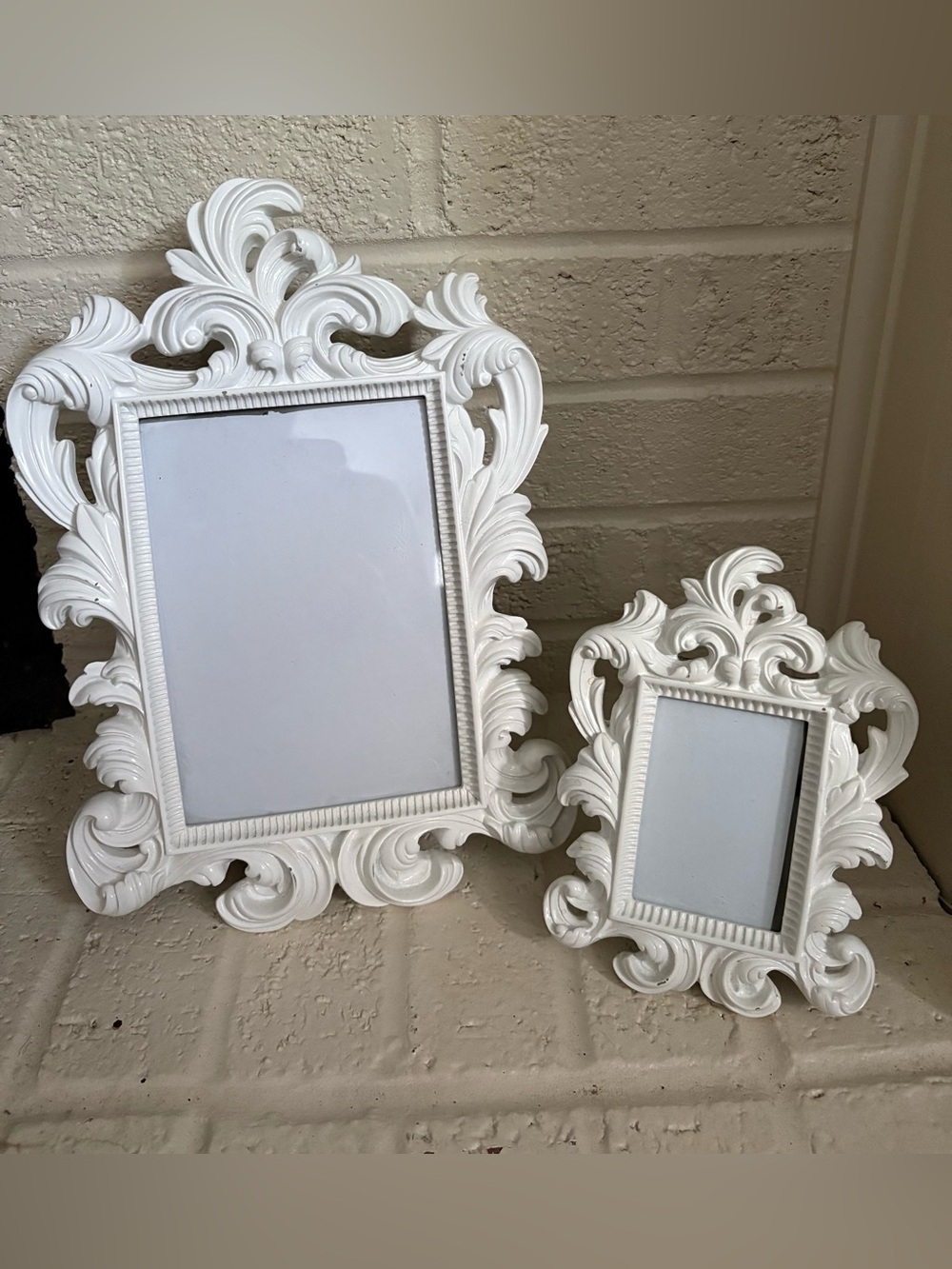 White Baroque Shabby Chic Ornate Resin Picture Frames Set of 2